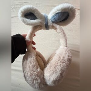 Cozy Cream and Blue Earmuffs